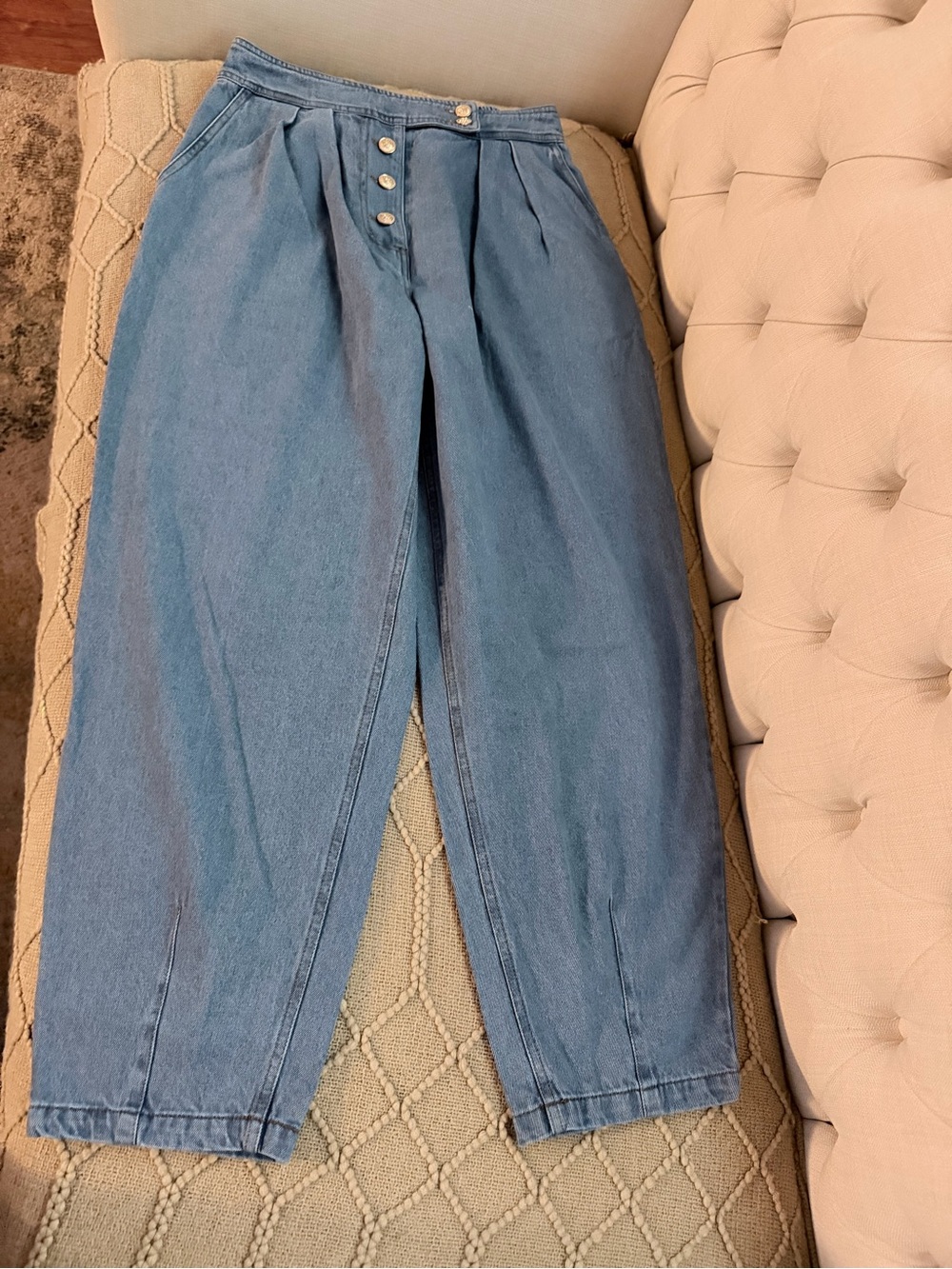 entro Light Blue Button-Front Boyfriend Jeans